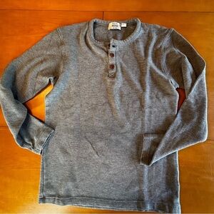 Hedge Never Loose M grey rib knit Henley long sleeve t shirt